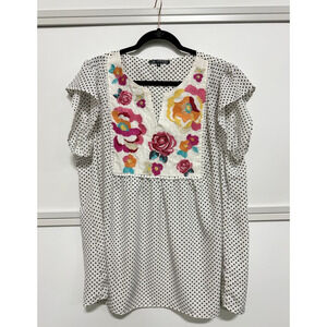 Polkadot Embroidered Shirt - Boho Chic Style